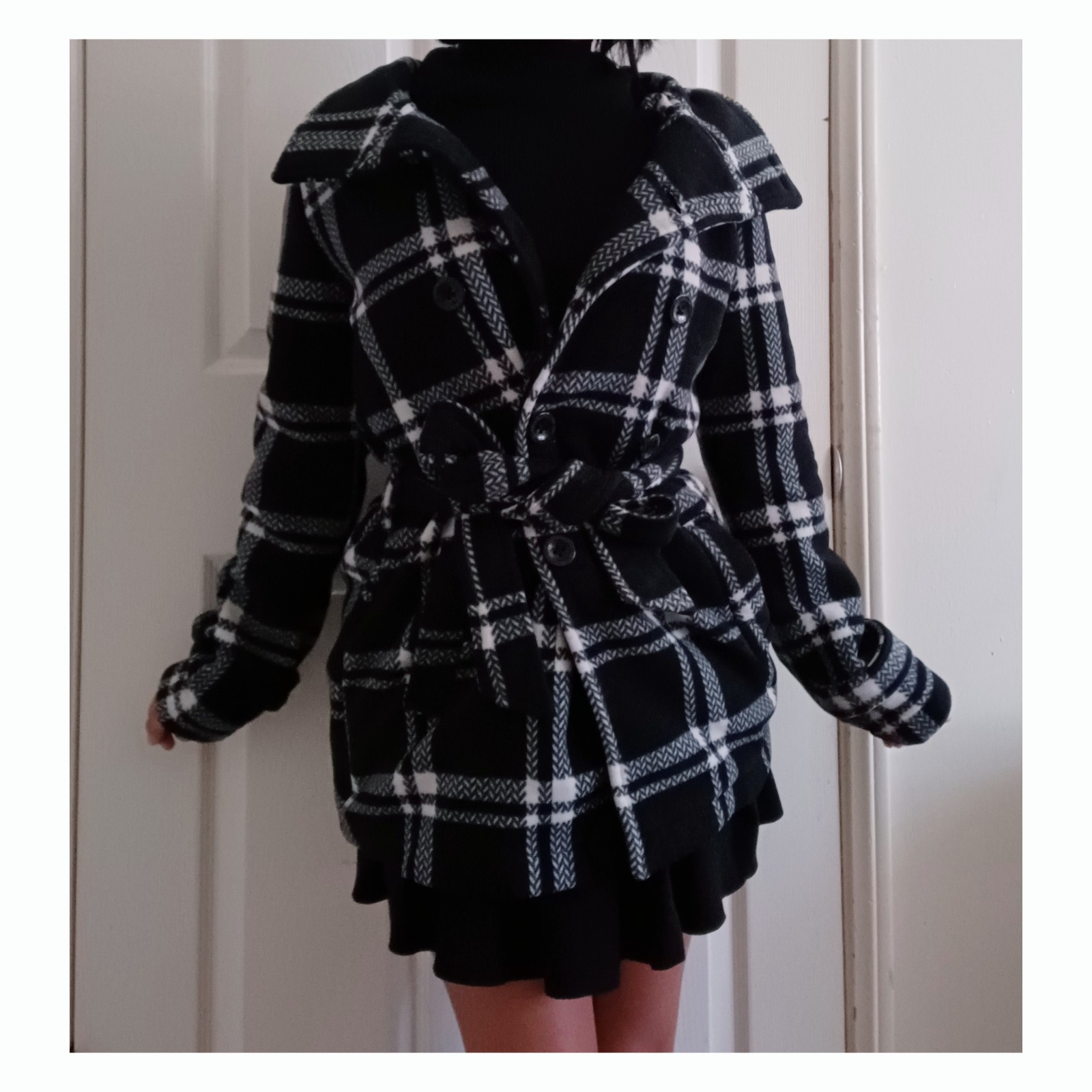 black & white coquette coat