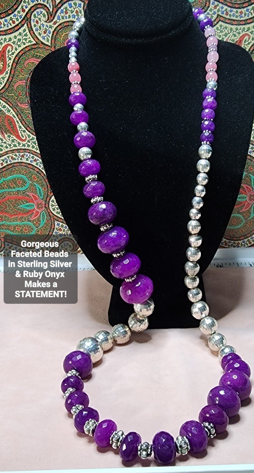 Faceted 925 & Ruby Onyx Necklace