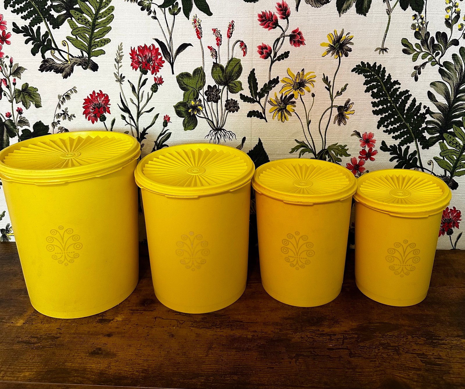 Vintage Tupperware Harvest Yellow, Nesting Canister set
