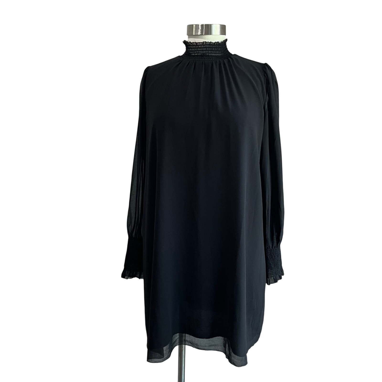 Aritzia Wilfred Little Black Chiffon Long Sleeve Dress Size Small