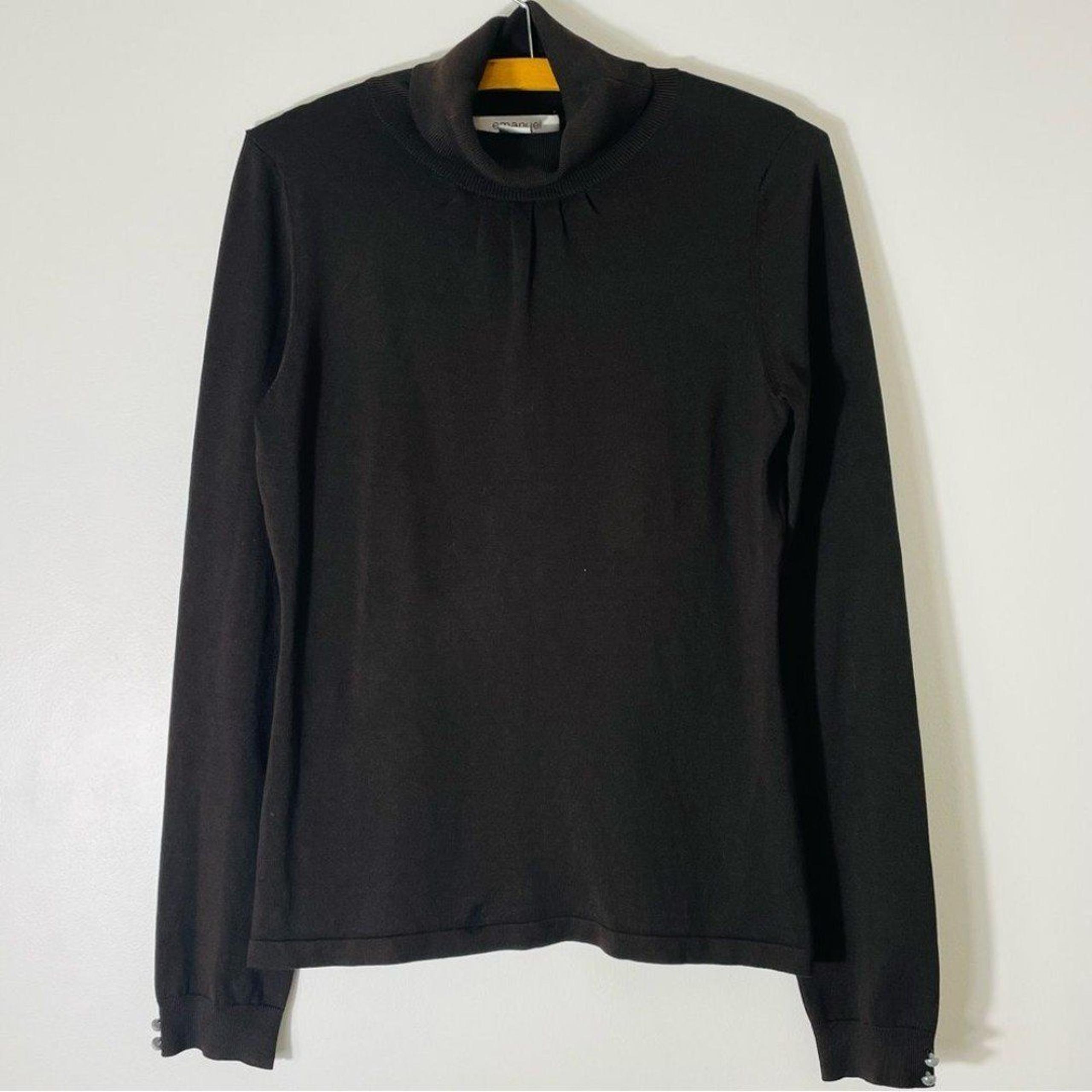 Emanuel Ungaro Long Sleeve Brown Turtle/Small Cowl Neck Brown Top Size M