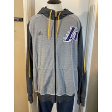 Los Angeles LAKERS Warm Up Jacket by ADIDAS Gray Zip Front NBA Size L