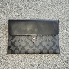 COACH Signature C Monogram Canvas & Black Leather Mini Tablet Case Sleeve Cover