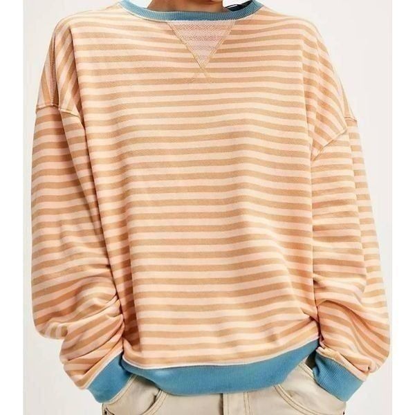 FREE PEOPLE WE THE FREE OVERSIZED CREWNECK LATTE COMBO NWOT SZ LARGE