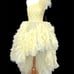 Mac Duggal Yellow One Shoulder Beaded Ruffled High Low Prom Pageant Formal Gown