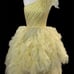 Mac Duggal Yellow One Shoulder Beaded Ruffled High Low Prom Pageant Formal Gown