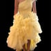 Mac Duggal Yellow One Shoulder Beaded Ruffled High Low Prom Pageant Formal Gown