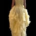 Mac Duggal Yellow One Shoulder Beaded Ruffled High Low Prom Pageant Formal Gown