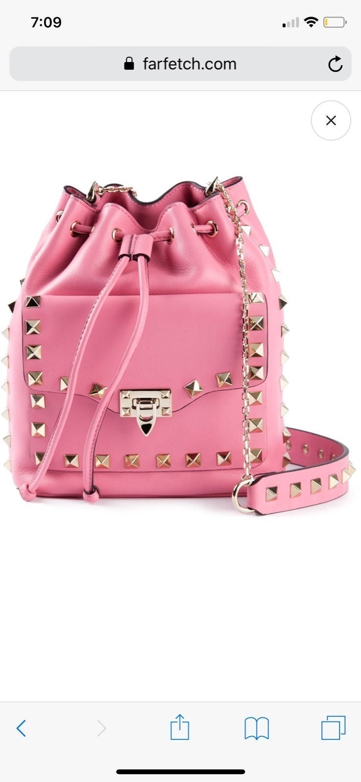 【Valentino】ROCKSTUD DRAWSTRING BAG◆6W2B0R11QCE Valentino Garavani Rockstud Drawstring Leather Bucket Bag