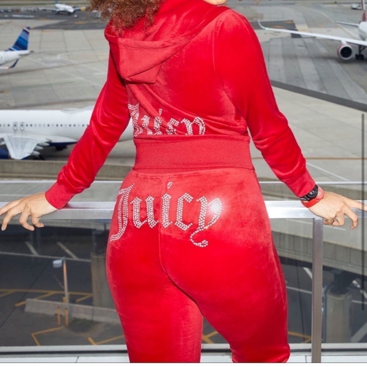 Juicy Couture Velour Red Rhinestone Tracksuit HOODIE ONLY Womans Extra Large