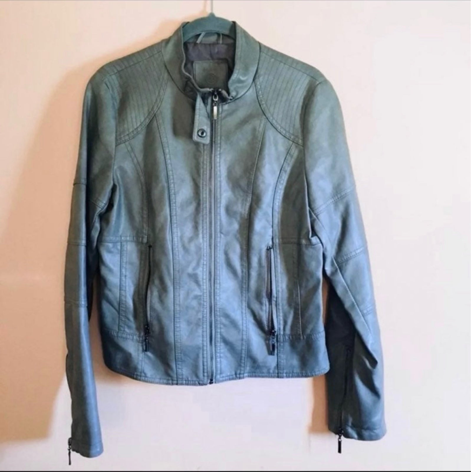 Max Studio Leather Moto Jacket, Women’s M