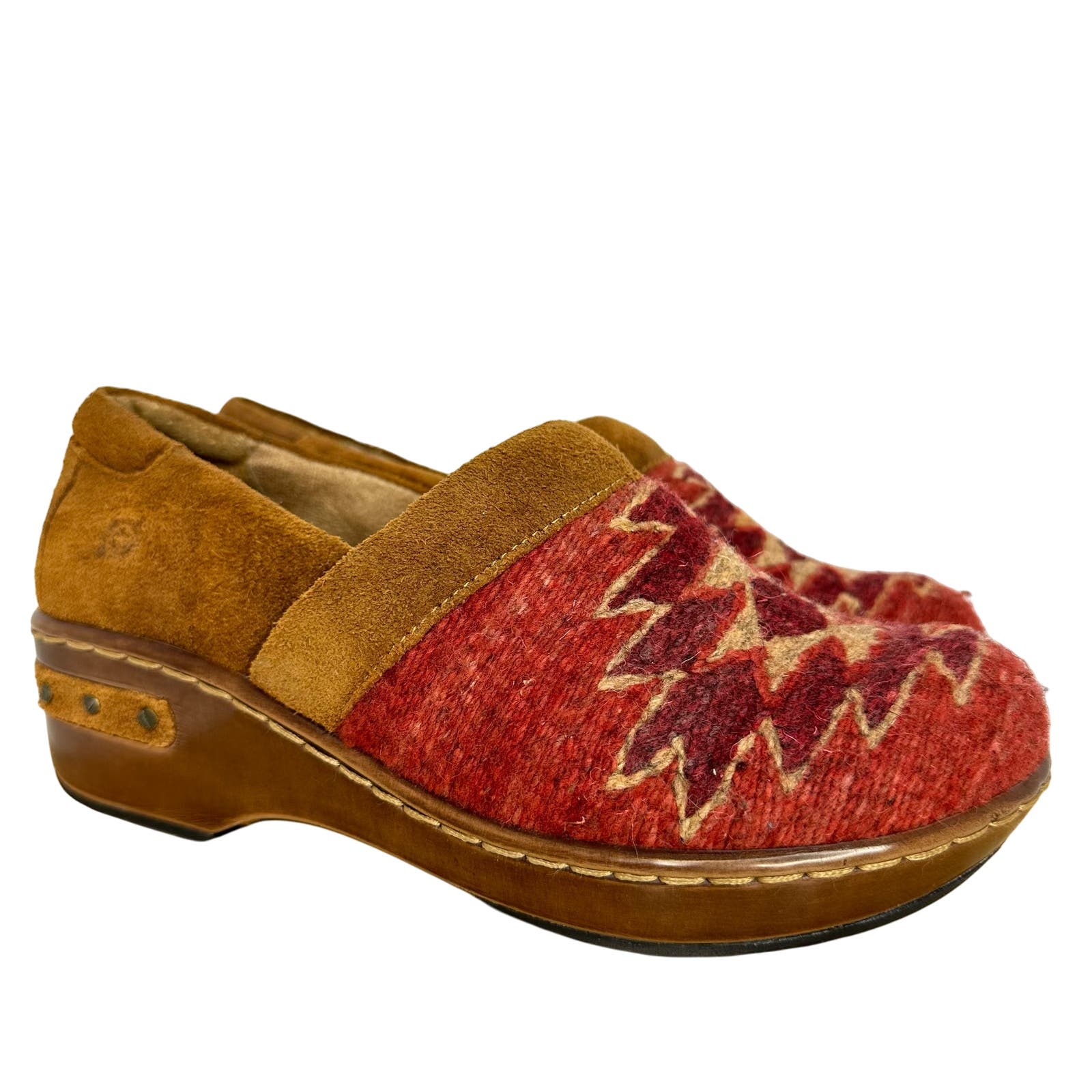 Sundance Catalog Born Bailie Clog Shoes Southwestern Cowichan Blanket Motif 120