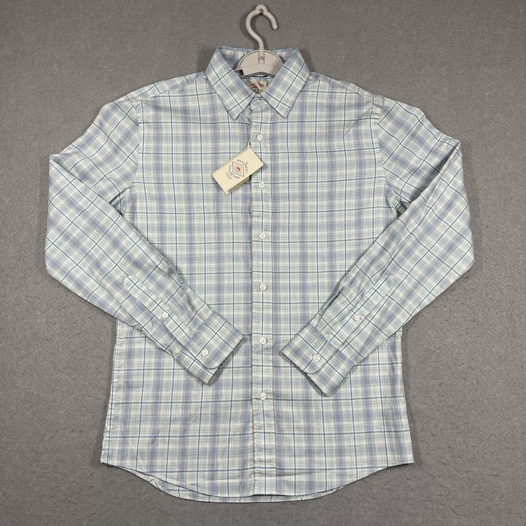 Faherty Shirt Men Small Blue Plaid The Movement Beach Cove Button Up Long Sleeve
