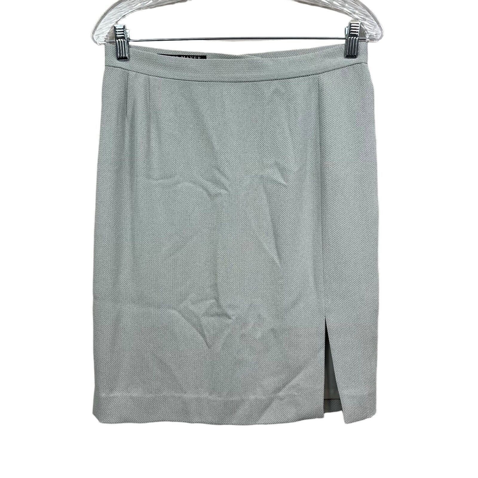 Ross Mayer Womens Pencil Skirt Front Slit Vent Lined Back Zip Light Grey Sz 12