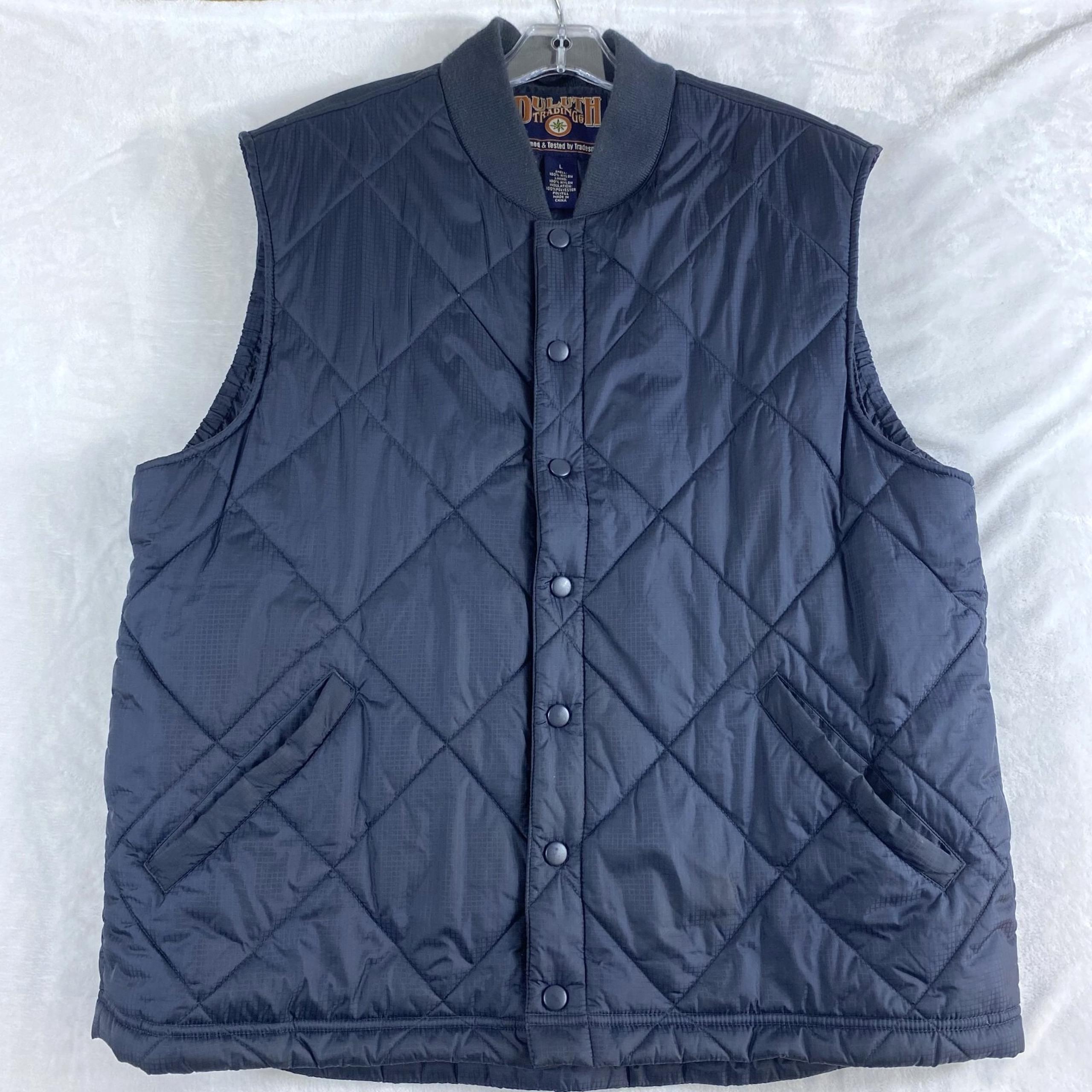 Duluth Trading Co. Vest Jacket Men's Sz L Navy Blue Quilted Lightweight Packable