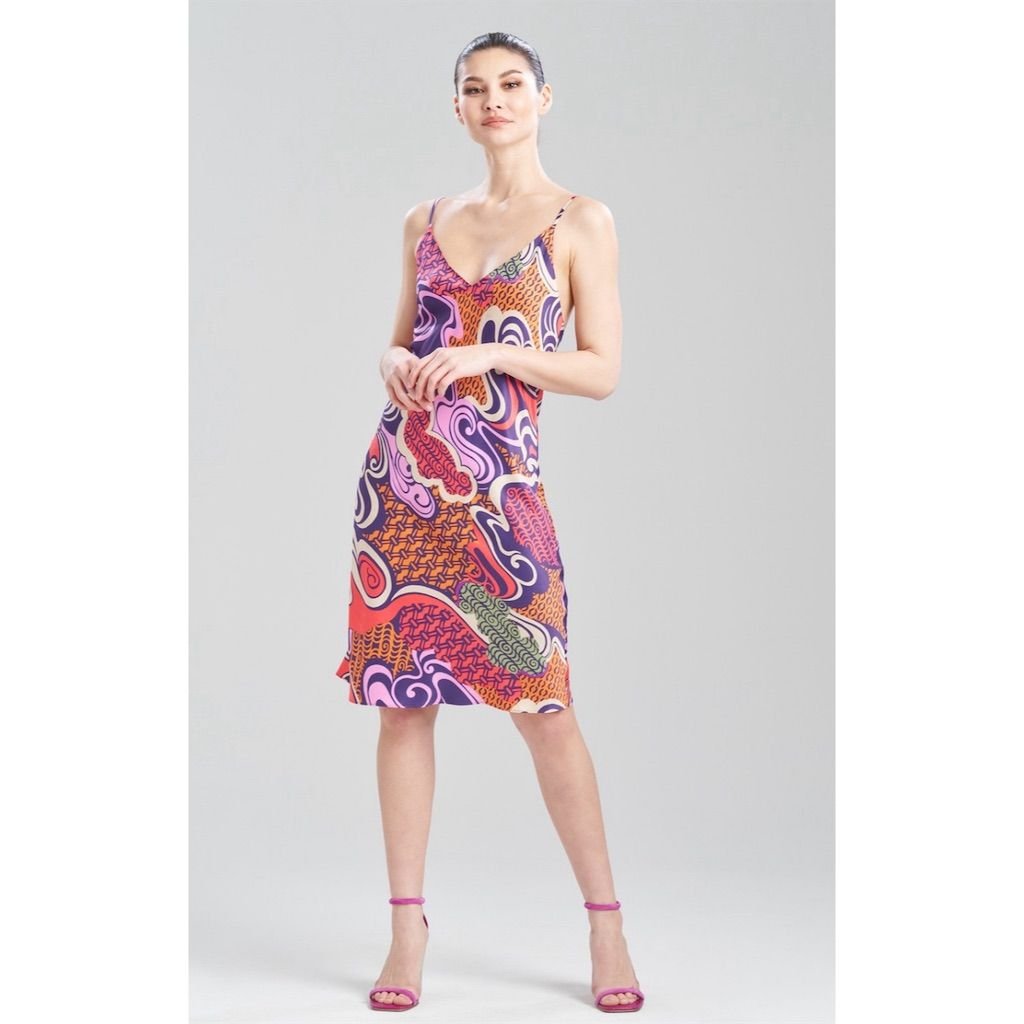 Natori Women's Uzu Slip Dress Purple Multi Adjustable Straps