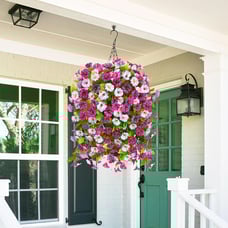 Artificial Faux Hanging Flowers Plants Baskets for Outdoor Spring Summer Decorat