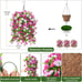 Artificial Faux Hanging Flowers Plants Baskets for Outdoor Spring Summer Decorat