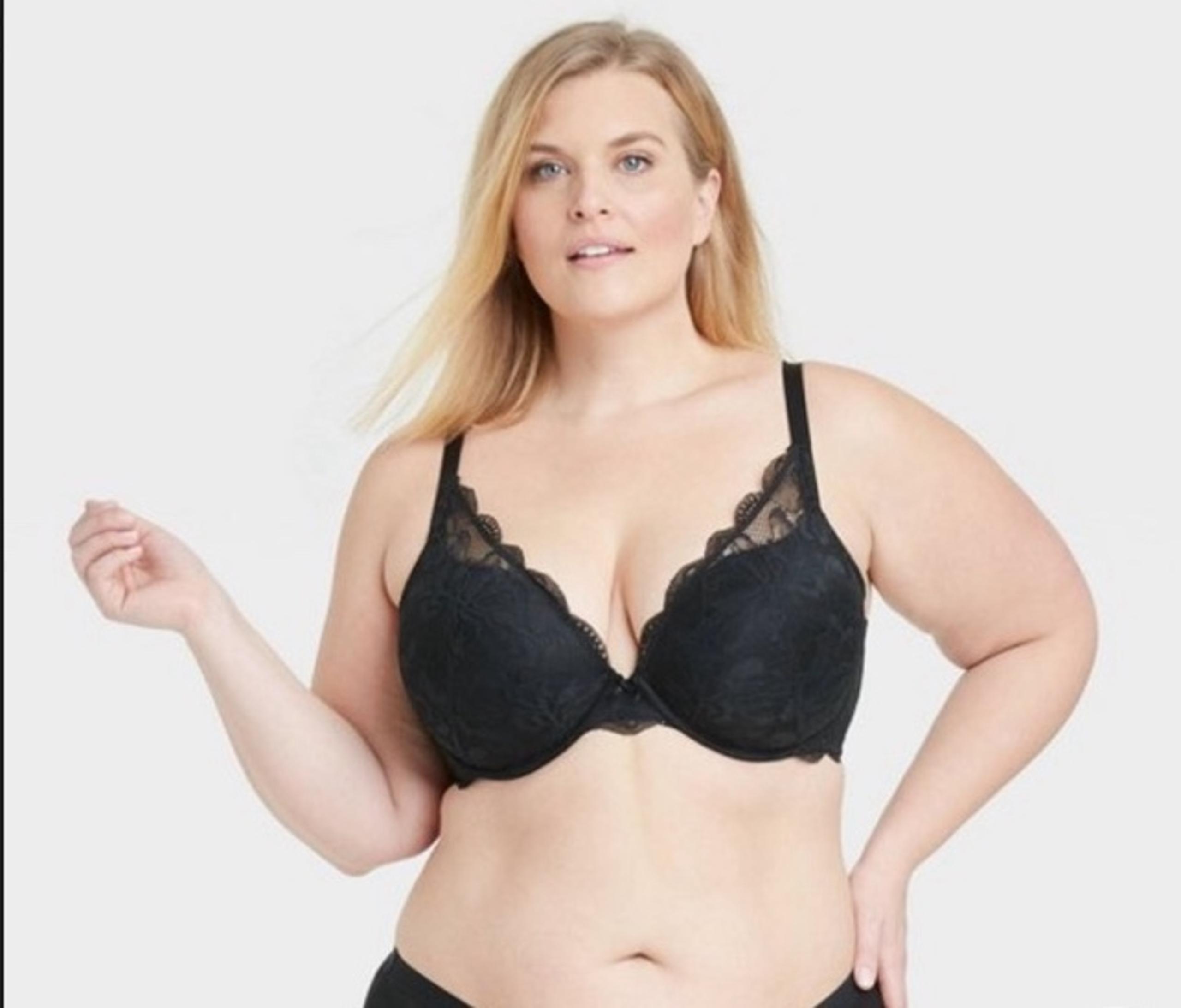 New Women's Sublime Lace Plunge Push-Up Bra - Auden™ Black 46DDD