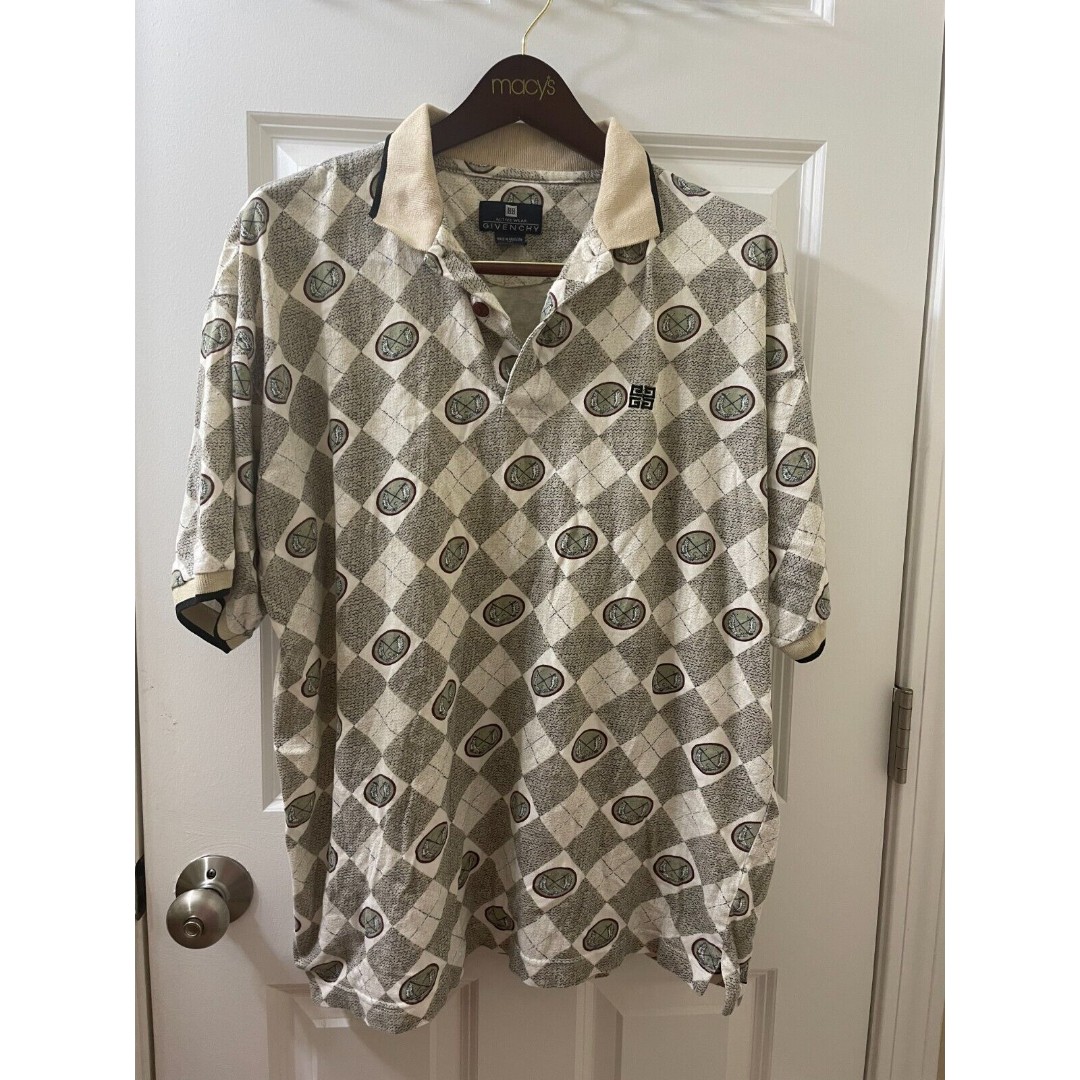Givenchy Activewear Golf Polo Men's Size XL Vintage All Over Print