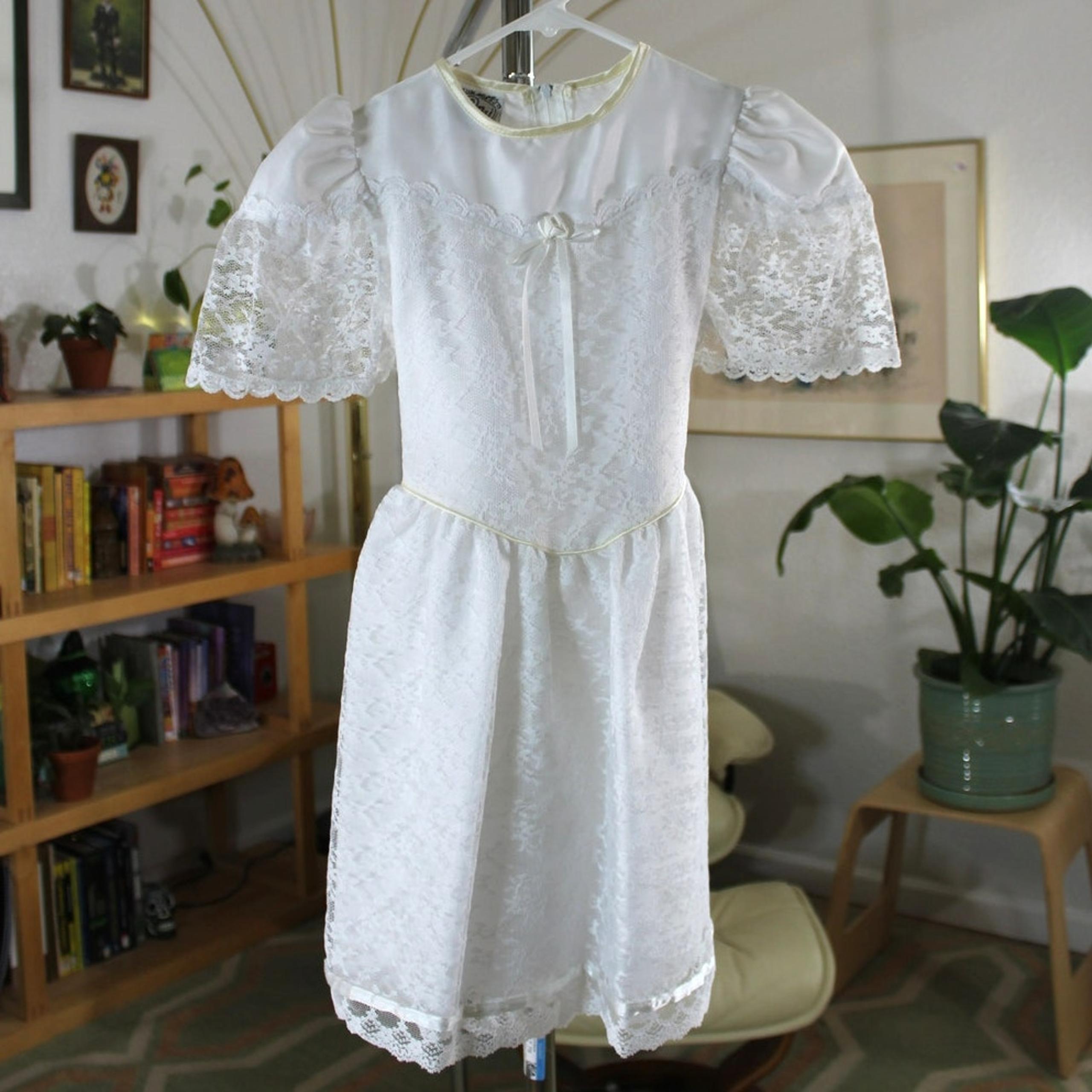 Vintage Le Mij Girls White Lace Dress | Size 7 | First Communion/Flower Girl