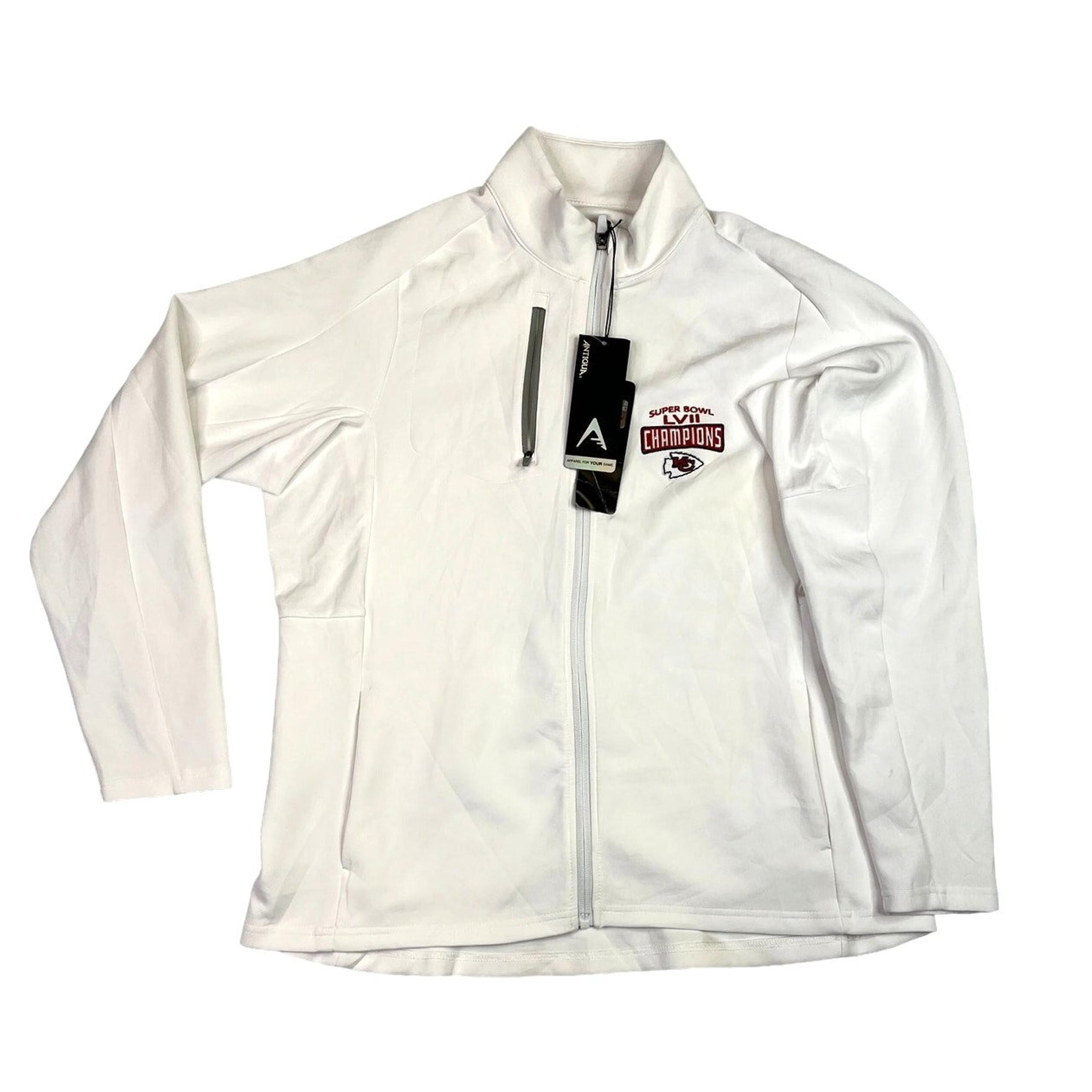Women's XL Antigua Silver/White Full Zip NFL Chiefs Super Bow 52 Champs