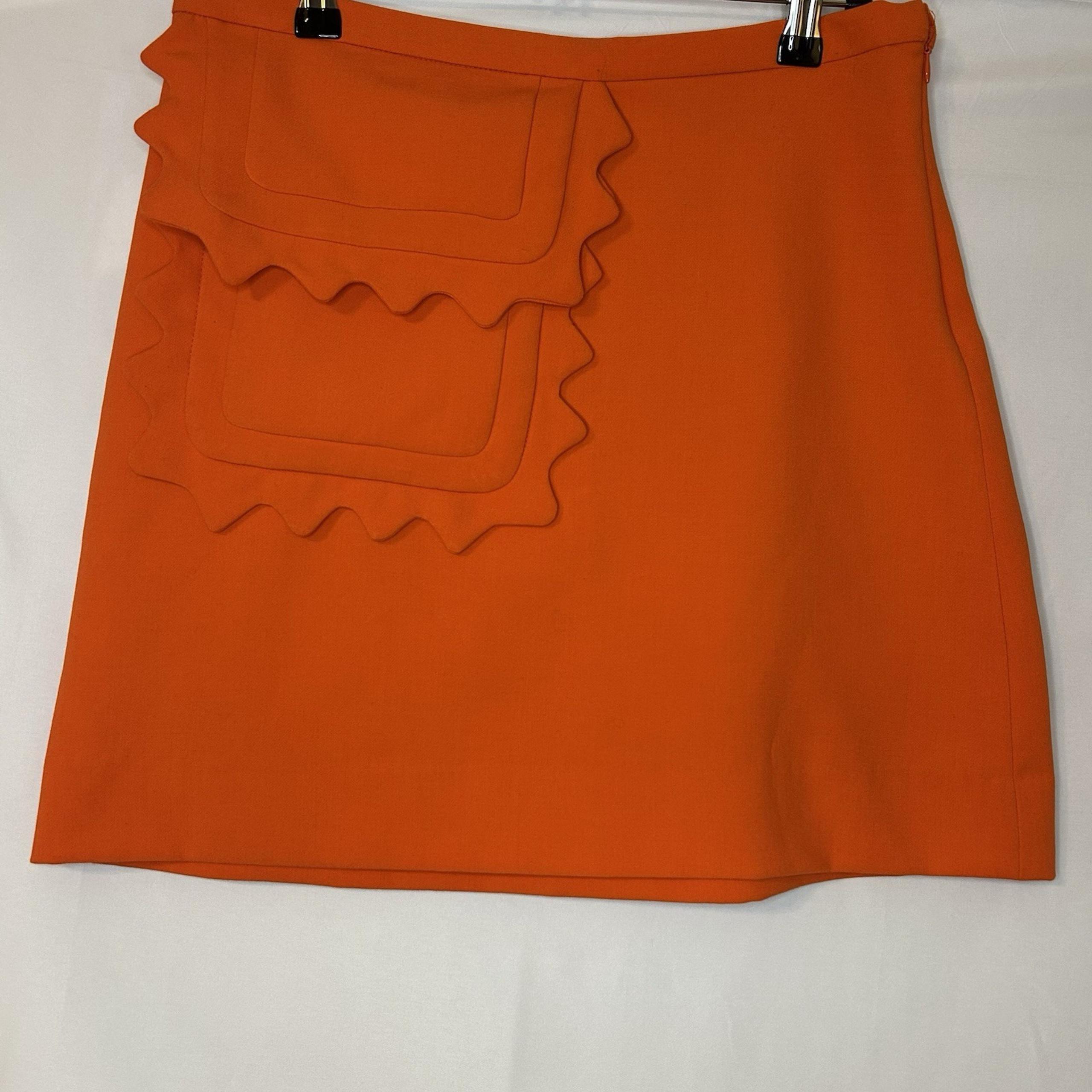 Victoria Beckham x Target Orange Scallop Pocket Mini Skirt Size Small