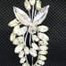 Vintage D'OR Sterling Silver Clear Rhinestone Flower Leaf Pin / Brooch