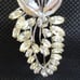 Vintage D'OR Sterling Silver Clear Rhinestone Flower Leaf Pin / Brooch