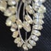 Vintage D'OR Sterling Silver Clear Rhinestone Flower Leaf Pin / Brooch