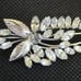 Vintage D'OR Sterling Silver Clear Rhinestone Flower Leaf Pin / Brooch