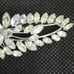 Vintage D'OR Sterling Silver Clear Rhinestone Flower Leaf Pin / Brooch