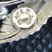 Vintage D'OR Sterling Silver Clear Rhinestone Flower Leaf Pin / Brooch