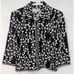 St. John Collection Marie Gray size 2 Knit Sweater Blazer Zip Black White Print