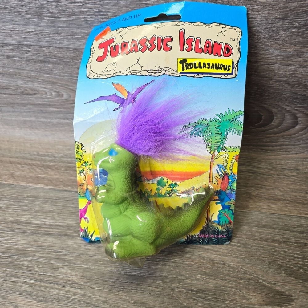 Vintage Troll Jurassic Island Trollasaurus 90s NIP Sealed 3.5 in NOT MINT BOX