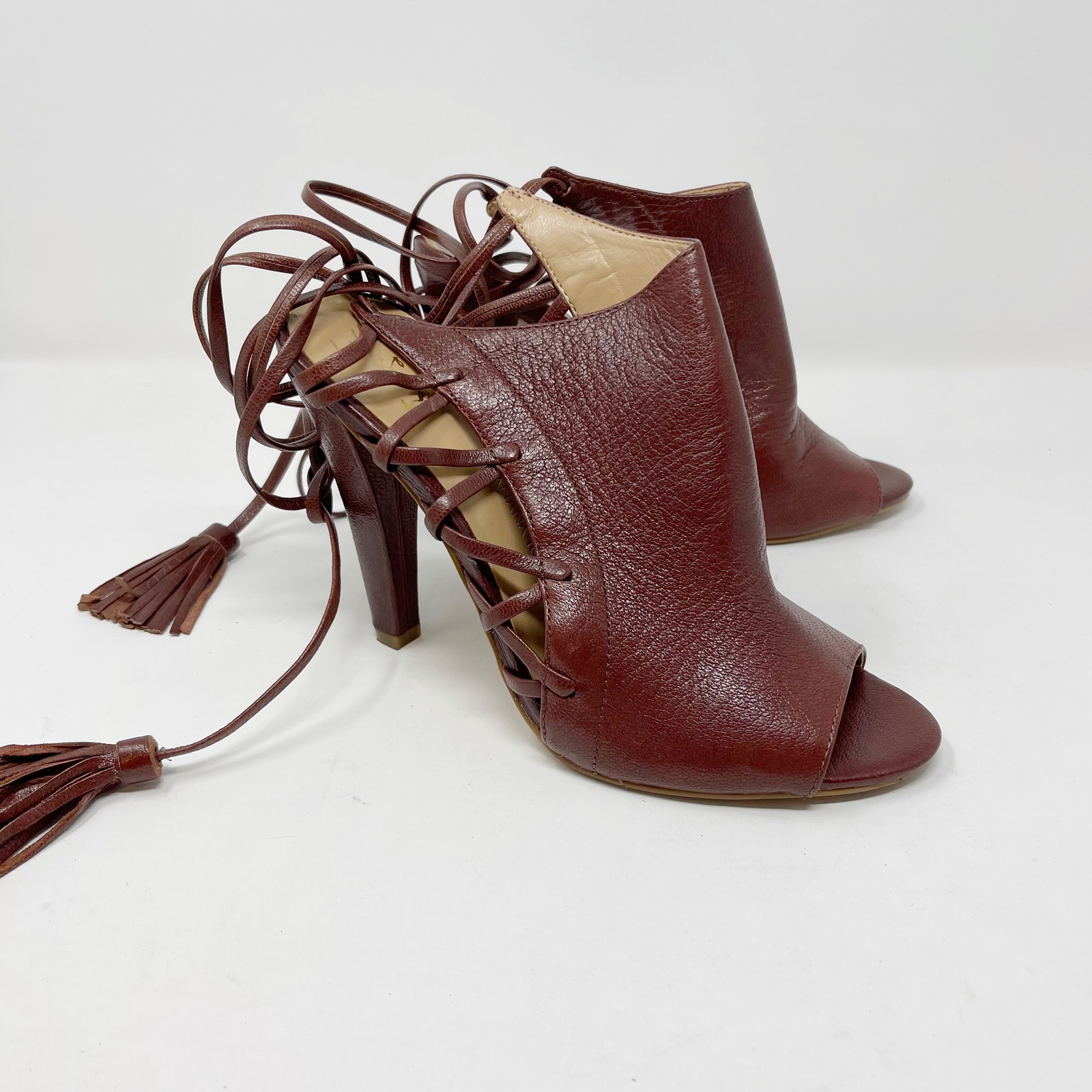 Banana Republic Womens 6 Brown Leather Deborah Lace Up Heels Cognac Gladiator