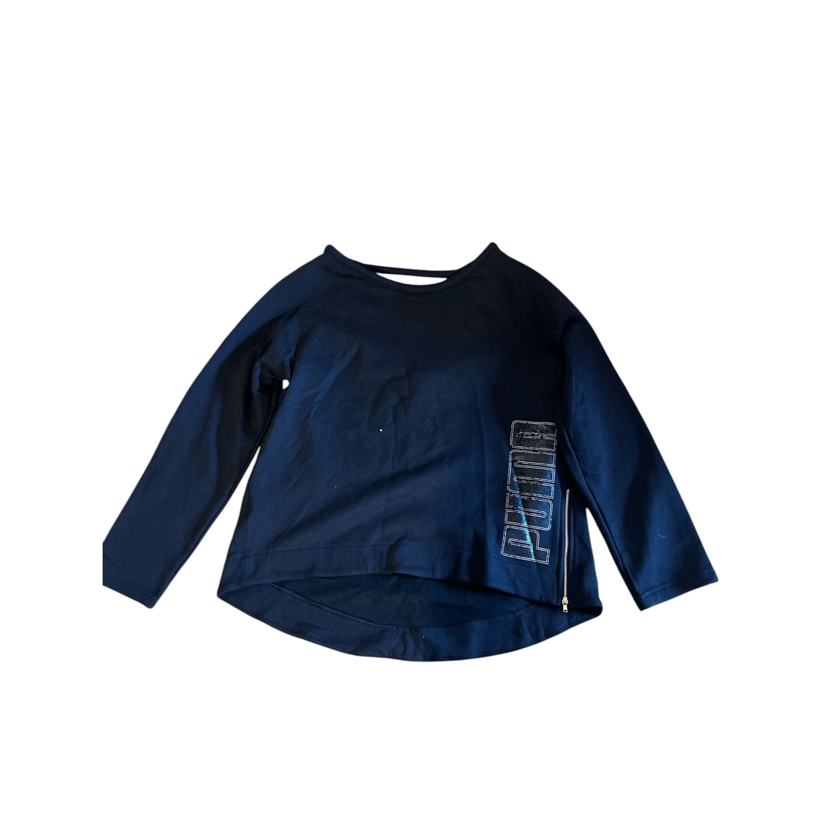 Puma Sweatshirt Pullover Long Sleeve Athleisure Zipper Detail Black M