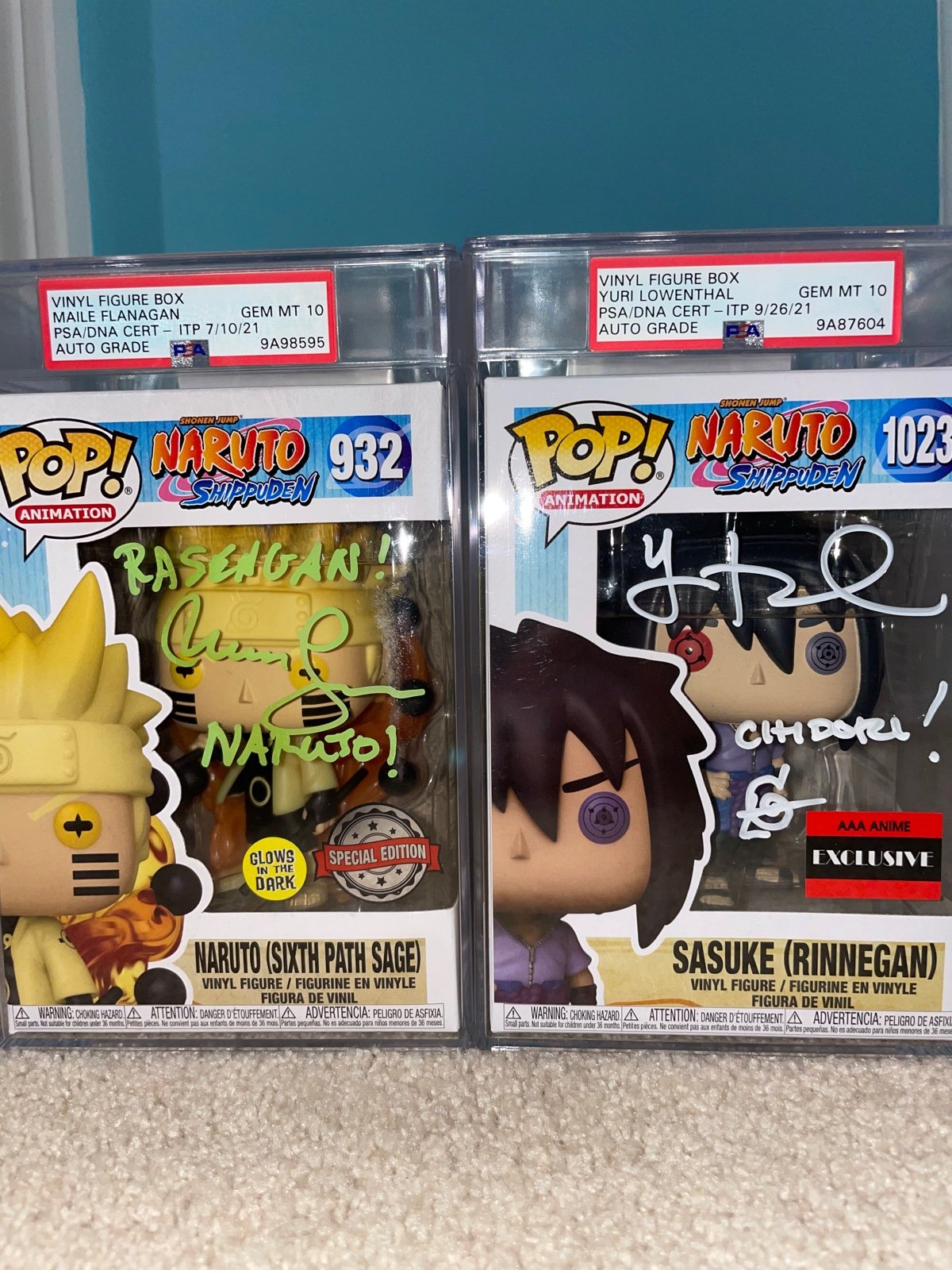 GEM MT 10 Naruto Sasuke Shippuden PSA Autographed Funko Pop #932 #1023