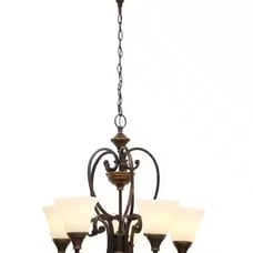 Somerset 5-Light Bronze Chandelier with Bell Shaped Frosted Glass Shades