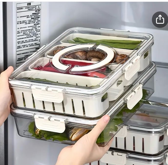 Portable 4 Compartment Food Storage Container - Contemporary Plastic Snack Tray