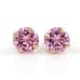 Solid 14K Yellow Gold Round 1.68 TCW Pink CZ Stud Post Earrings