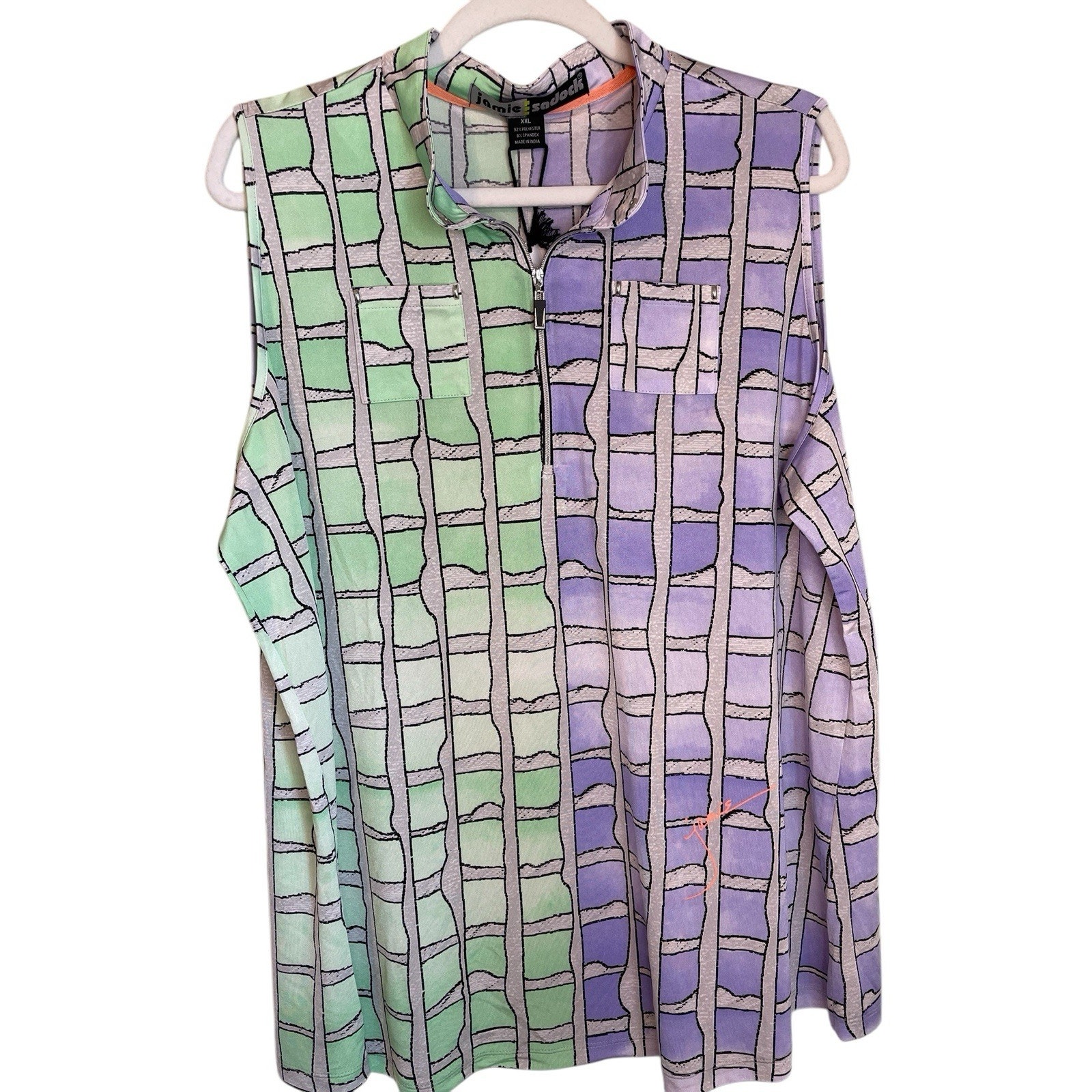 Jamie Sadock XXL SPF 50 Sun Shield Cooltrex Purple Green Top Golf Pickleball