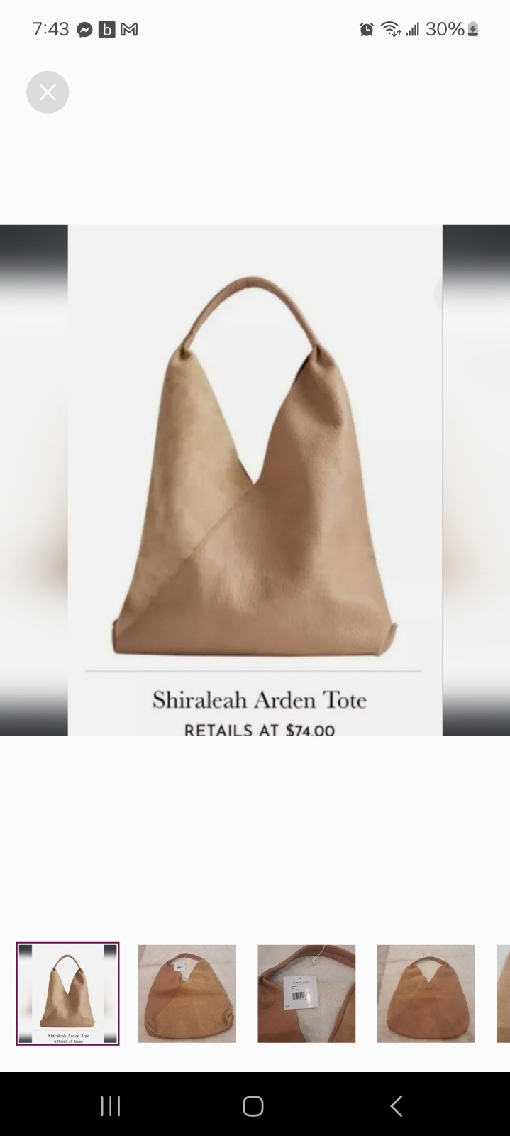 Shiraleah Arden Tan Tote Bag NEW
