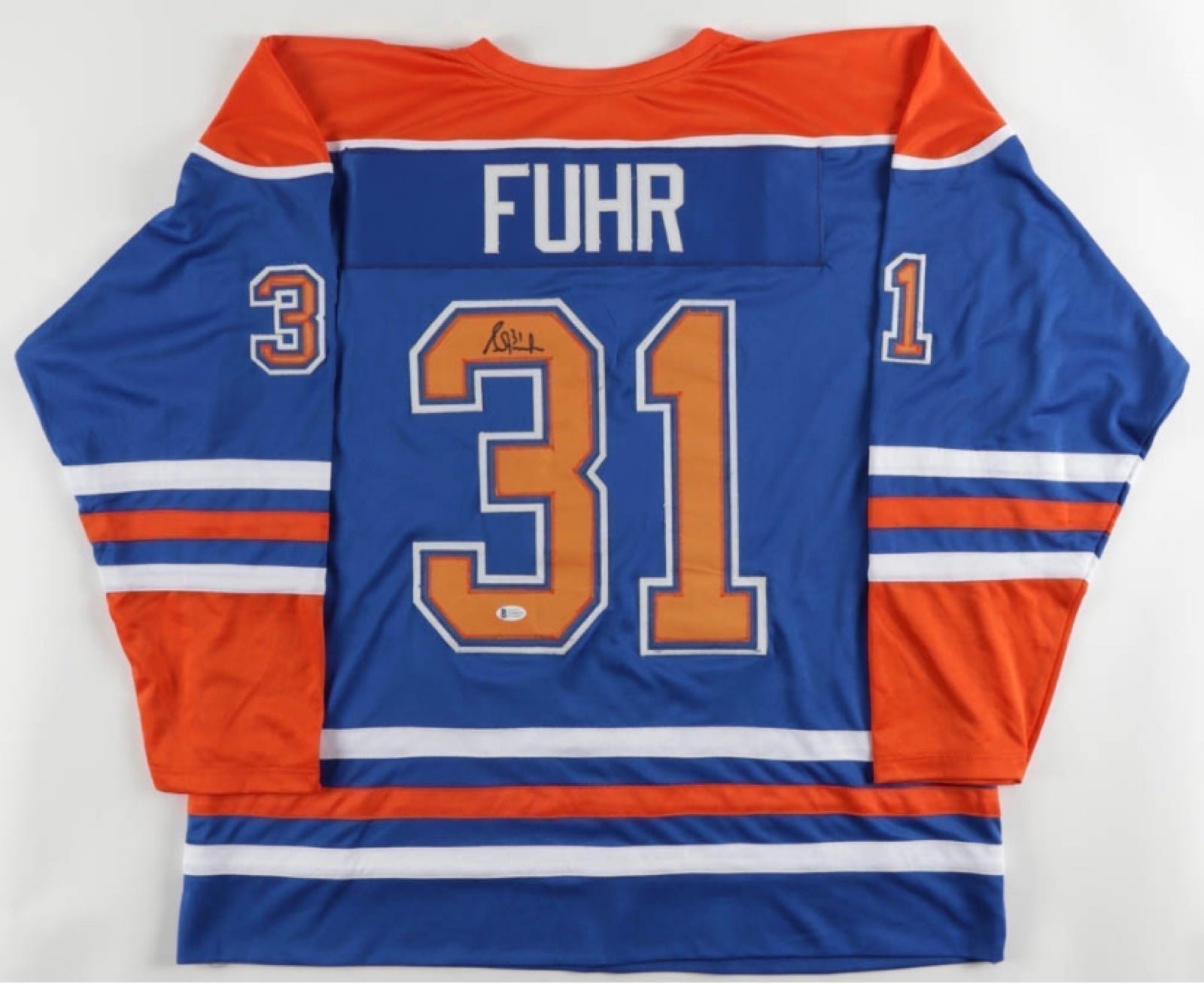 Grant Fuhr signed Jersey Beckett COA, first black player in NHL HOF Oilers