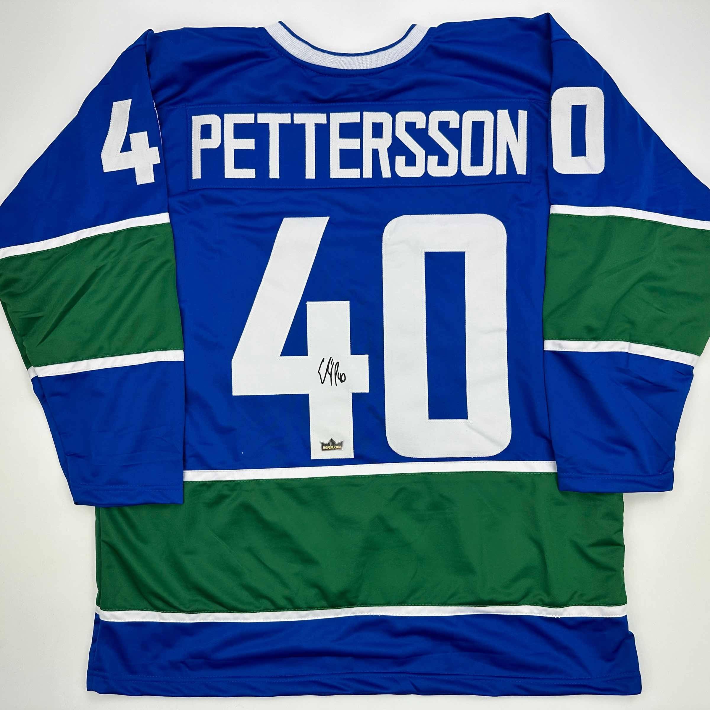Facsimile Autographed Elias Pettersson Vancouver Blue Auto Jersey Size Men's XL