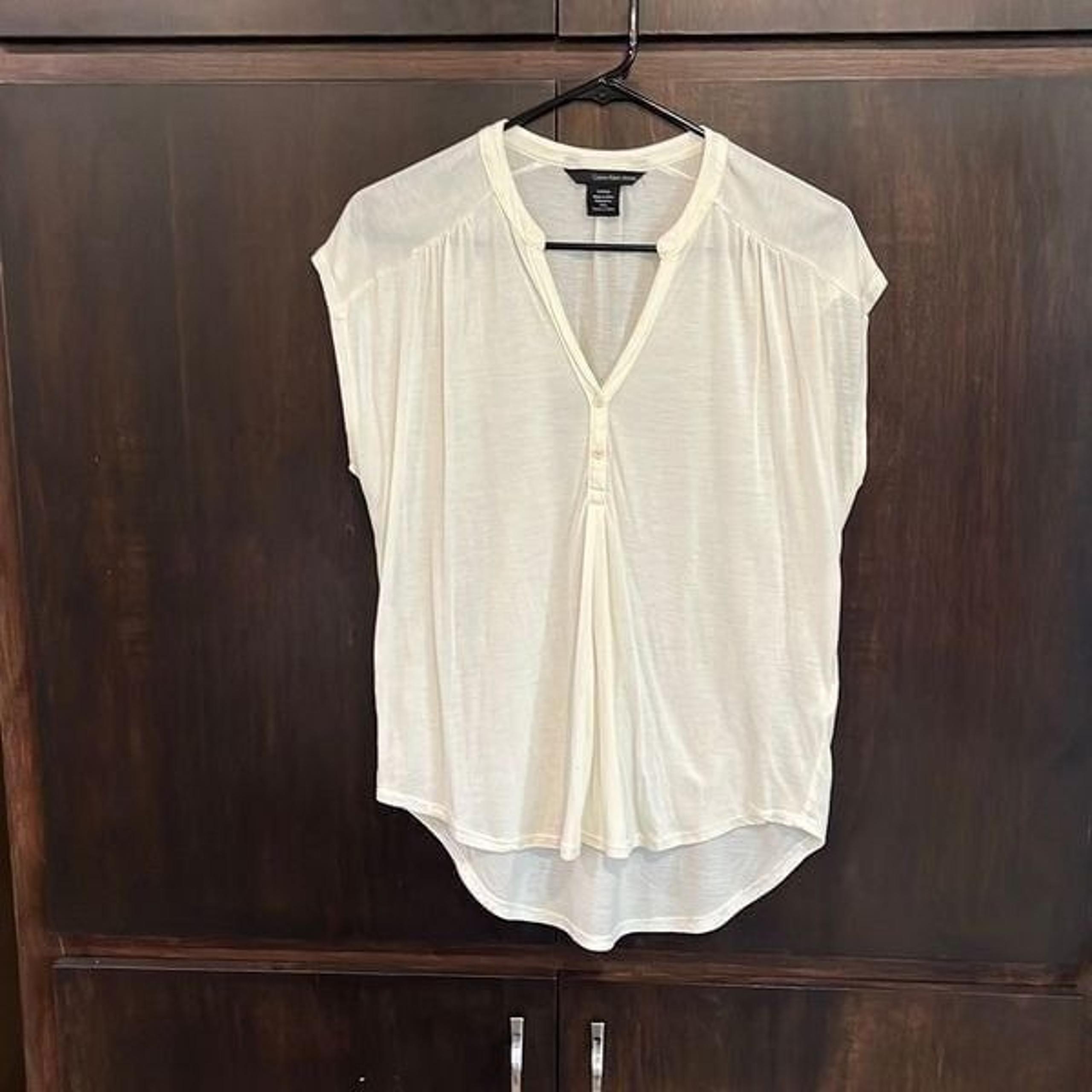 Calvin Klein Cream Cap Sleeve Top Small