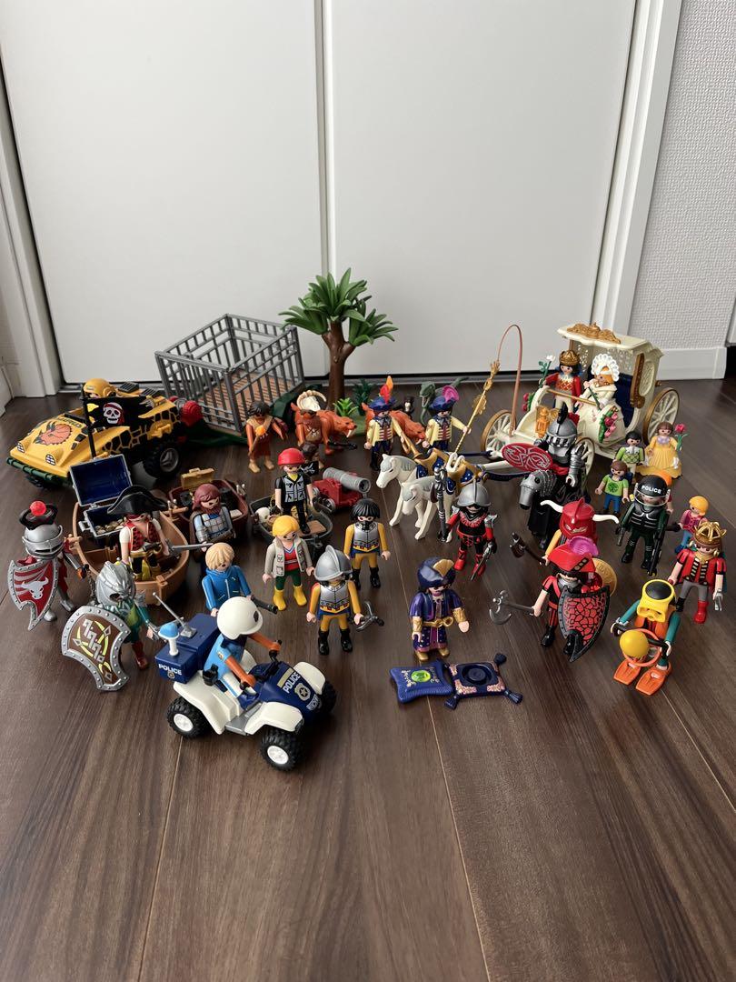 Playmobil Bulk Set with Numerous Figures, Including Pirate Ship, Wagon, Safari, etc.