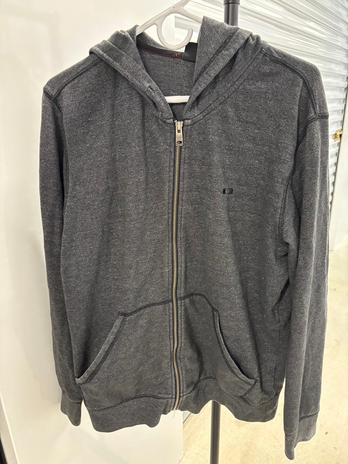 Oakley y2k 2000s Hoodie Mens Size Large Gray Full Zip Sweatshirt large