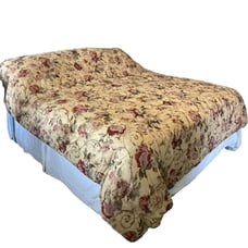Croscill KING Comforter BedSkirt Shams 4 Piece Floral Tan Burgundy Romantic Soft