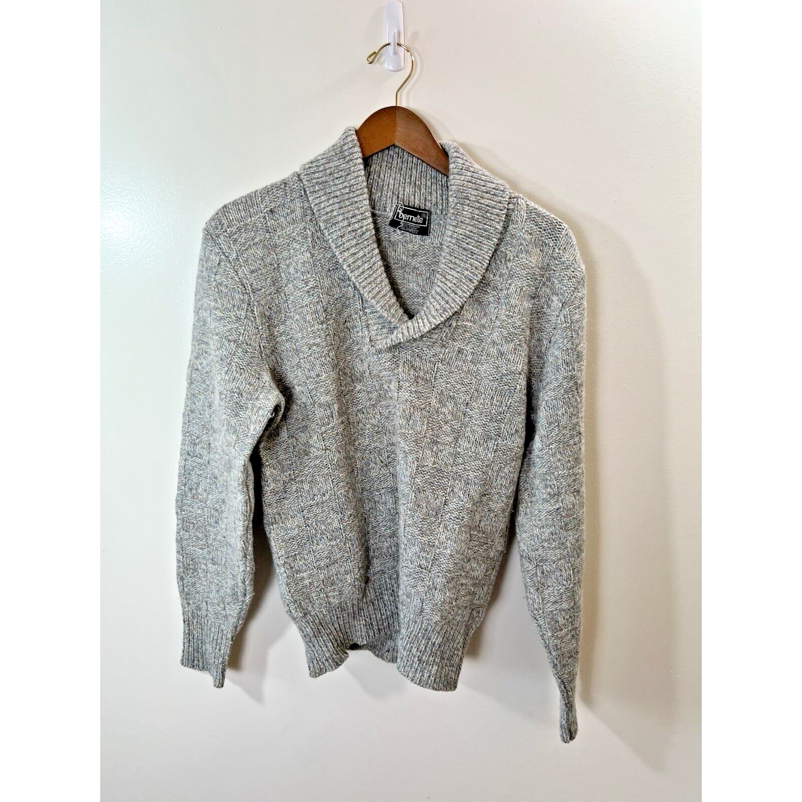 Bernette Womens Wool Blend Collar Sweater Size S Gray Marled Minimalist Timeless